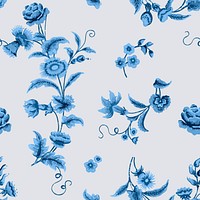 Blue floral pattern vintage vector background