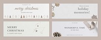 Christmas banner template vector set for social media