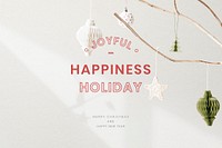 Holiday wish card vector Christmas ornaments hanging