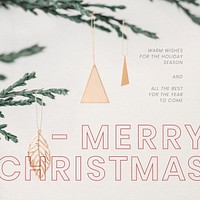 Merry Christmas message vector ornaments hanging