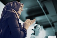 Young hijab businesswoman at office meeting