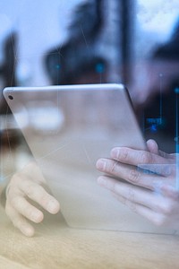 Businessman working on a digital tablet 