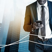 Businessman working using smartphone background