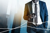 Businessman working using smartphone background