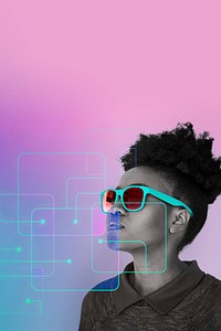 Woman wearing sunglasses futuristic style