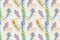 Background of peacock feather vector colorful watercolor pattern