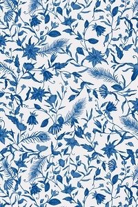 Background of floral pattern vector with blue watercolor flower illustration