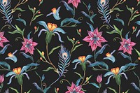 Floral pattern vector on black background
