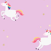 Vector colorful unicorn cartoon pink background pattern