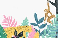 Vintage wild animals frame vector colorful pastel botanical background