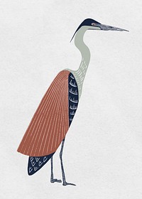 Vintage heron bird png sticker hand drawn collection