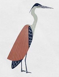 Vintage heron bird png sticker hand drawn collection