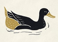 Gold black duck psd vintage clipart