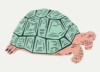 Retro mint green turtle vector stencil pattern hand drawn