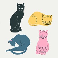 Vintage cat animal vector hand drawn illustration collection