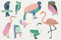 Vintage animals psd stencil pattern collection