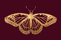 Glittery gold butterfly vector animal sticker