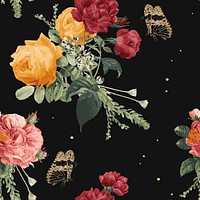 Vintage colorful roses pattern vector background