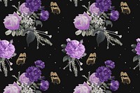 Purple garden roses vector floral pattern watercolor vintage