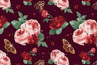 Vintage red spring roses vector hand drawn illustration