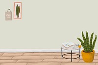 Hand drawn plantgreen background psd cute drawing with design space