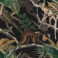 Jungle animal seamless pattern vector background