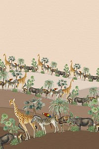 Animal pattern border frame with design space beige background