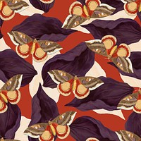 Seamless butterfly floral vector pattern, vintage remix from The Naturalist's Miscellany by George Shaw