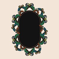 Vintage green butterfly pattern vector frame, remix from The Naturalist's Miscellany by George Shaw