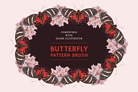 Vintage butterfly pattern brush vector, remix from The Naturalist's Miscellany by George Shaw