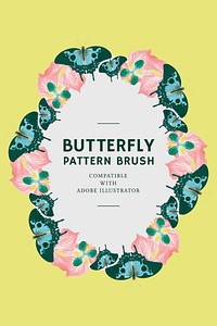 Vintage butterfly pattern brush vector, remix from The Naturalist's Miscellany by George Shaw