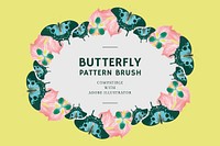 Vintage butterfly pattern brush vector, remix from The Naturalist&#39;s Miscellany by George Shaw