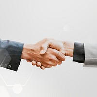 Business partners handshake technology deal