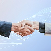 Business partners handshake technology corporate business concept