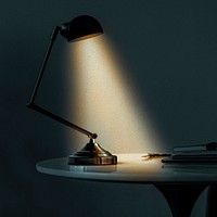 Vintage desk lamp illuminating the dark