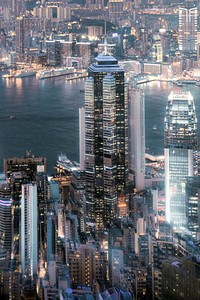 Hong Kong city lights at night