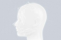 Robotic AI head with hologram network connection smart technology