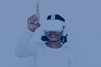 African American  woman experiencing VR simulation