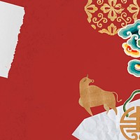 Year of ox vector red border Chinese oriental background