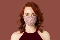 Leopard patterned mask on woman Covid-19 prevention photoshoot