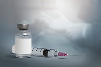 Vaccine vial with a needle syringe