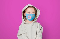 Girl  wearing face mask to prevent Covid 19