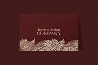 Luxury business card mockup vector in dark red tone