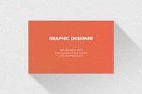 Simple business card mockup vector in orange tone