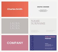 Business card template vector in colorful tone flatlay