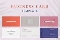 Business card template vector in colorful tone flatlay