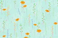Bright poppy pattern vector background social media banner