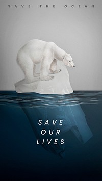 Save the ocean template vector polar bear climate change campaign