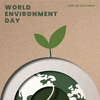 Tree growing on globe template vector save the planet campaign