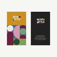 Editable business card template vector in yellow retro style for fashion and beauty brands